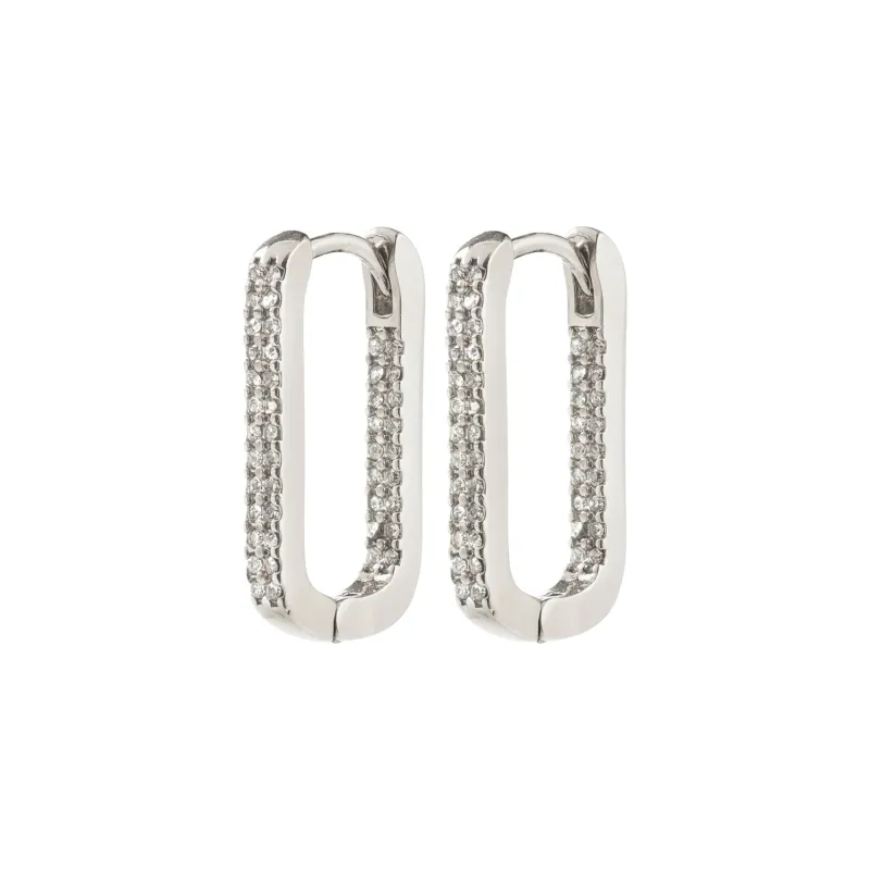 Pilgrim Phase Oval Hoops - Silver sold by Boutique with Grace