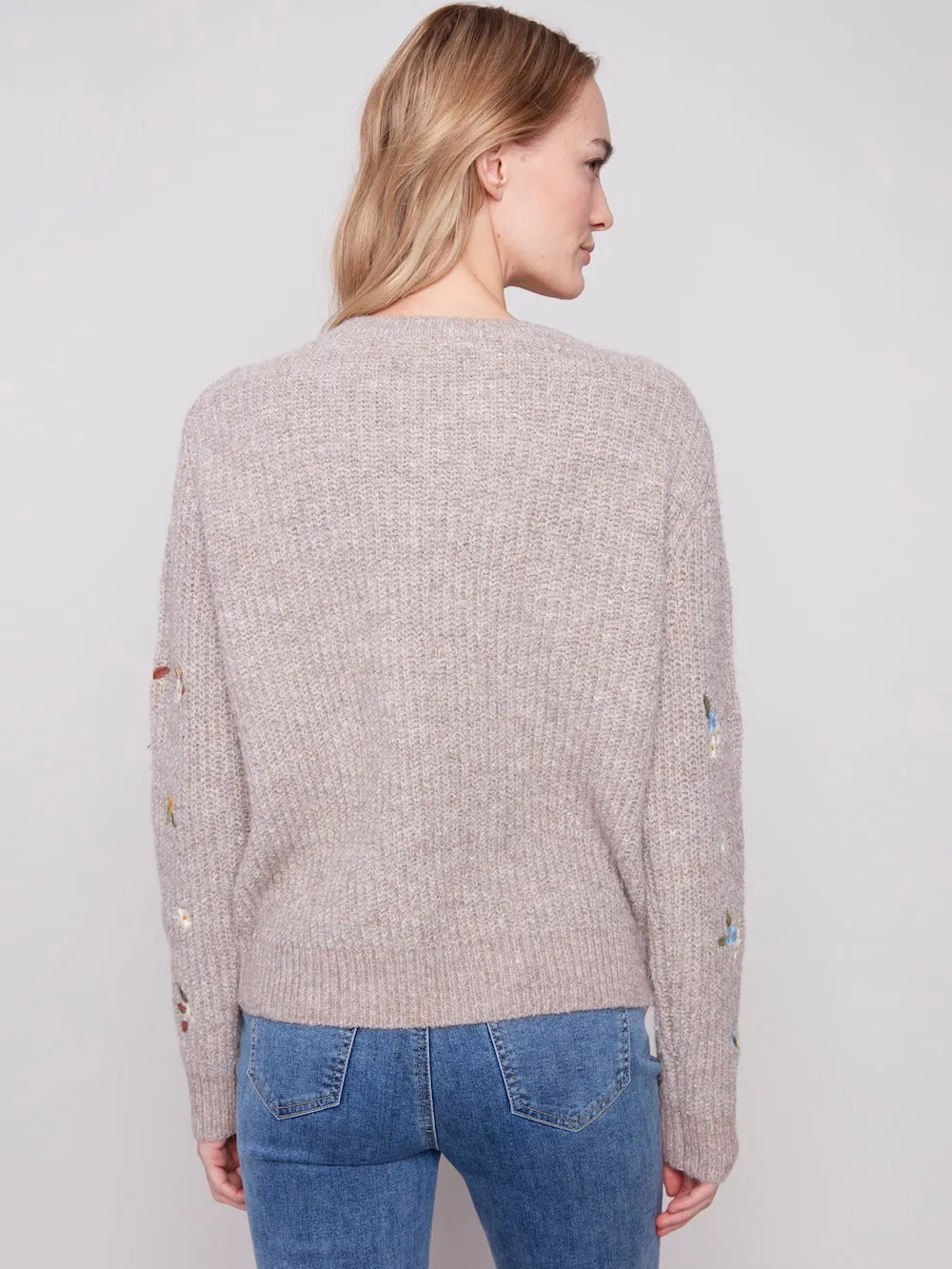 Charlie B Crew Sweater - Light Brown Embroidery sold by Boutique with Grace product image thumbnail 4