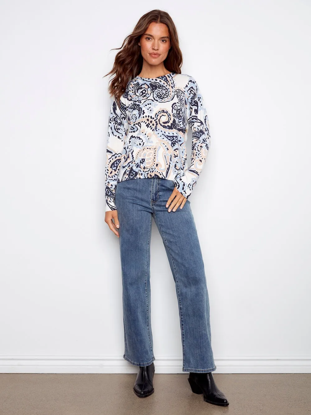 Charlie B Printed Sweater with Buttons - Rococo sold by Boutique with Grace product image thumbnail 3