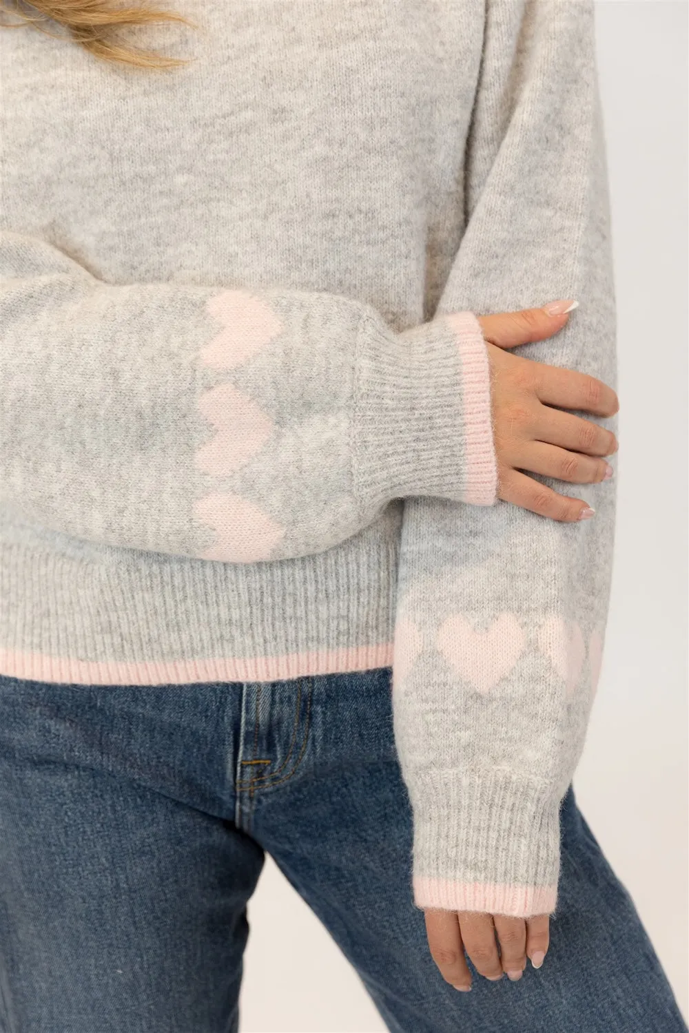 Lyla & Luxe Macy Eco Mockneck - Grey/Pink Hearts sold by Boutique with Grace product image thumbnail 5