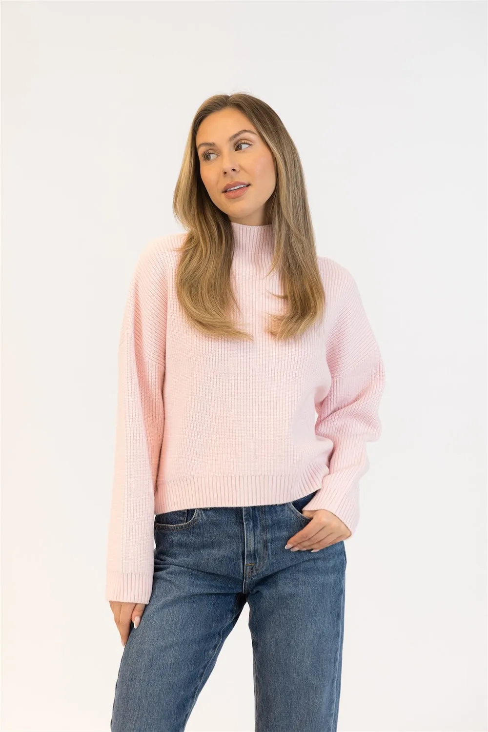 Lyla & Luxe Evolet Mockneck -Pale Pink sold by Boutique with Grace