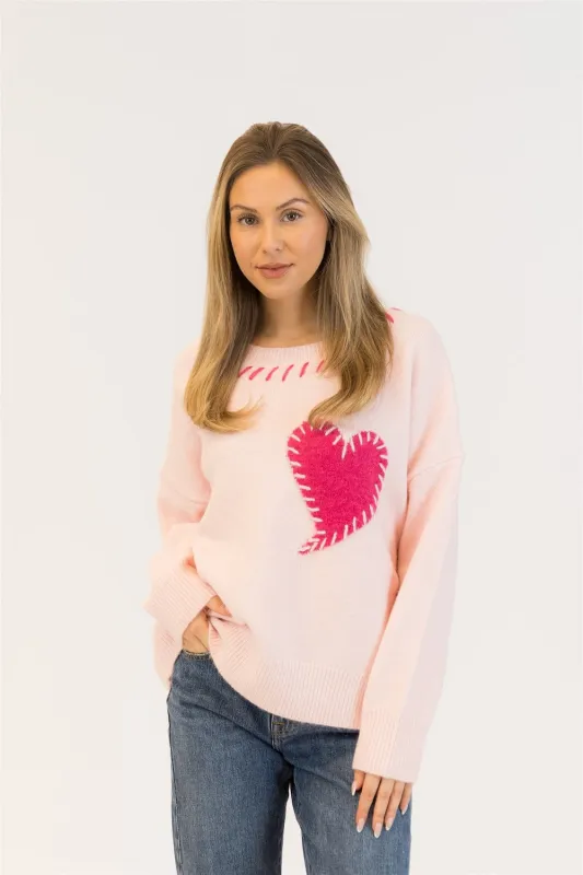 Lyla & Luxe Eco Heart Pullover - Pale Pink sold by Boutique with Grace
