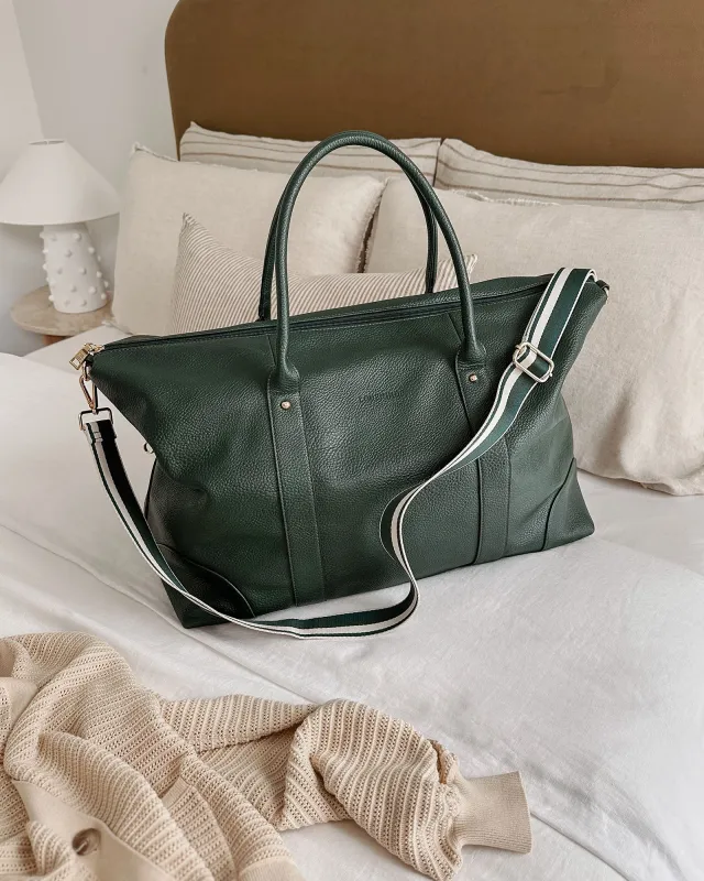 Louenhide Alexis Stripe Weekender Bag - Forest Green sold by Boutique with Grace