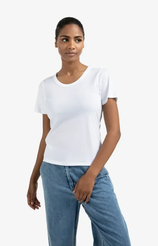 Yaya Round Neck SS Tee - Pure White sold by Boutique with Grace