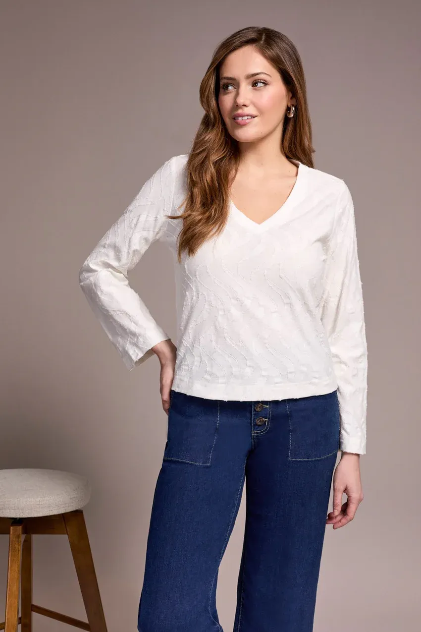 Tribal Tessa V-Neck - Cream sold by Boutique with Grace product image thumbnail 3