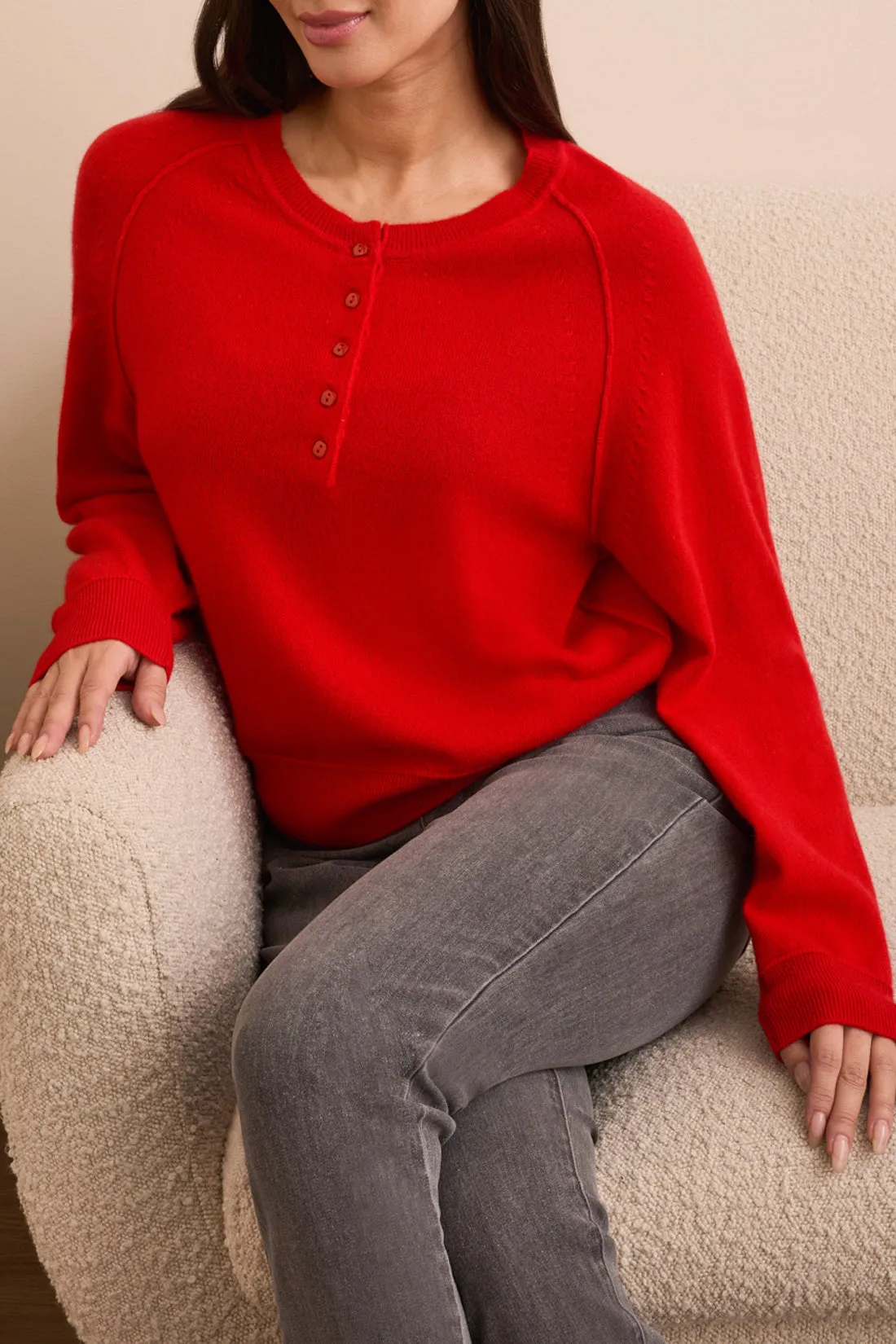 Tribal Veronica Cashmere Henley - Carmine sold by Boutique with Grace product image thumbnail 3