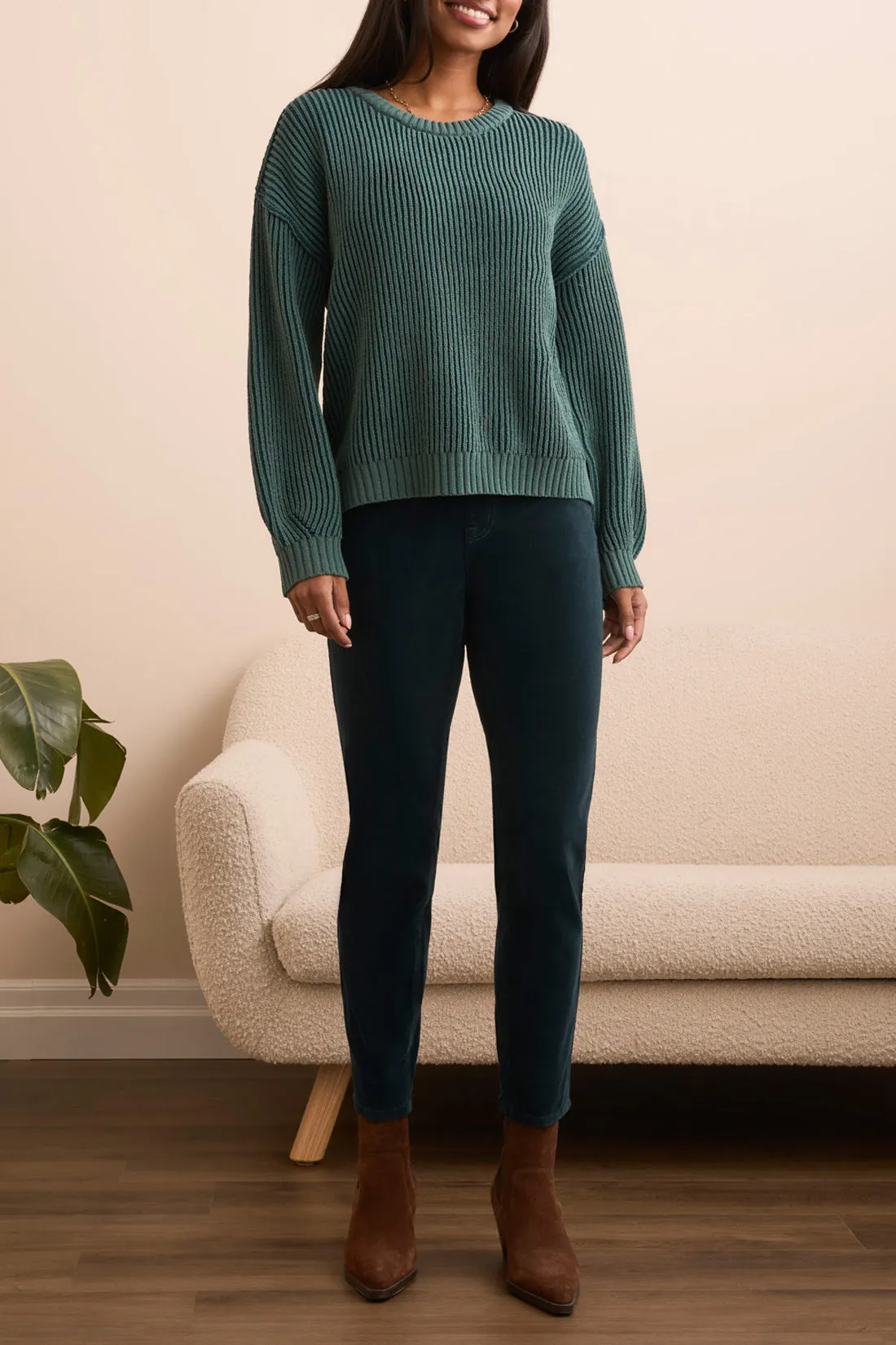 Tribal Kristin Side Slit Crew - Silverpine sold by Boutique with Grace