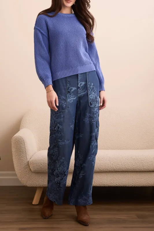 Tribal Kristin Side Slit Crew - Blue Violet sold by Boutique with Grace
