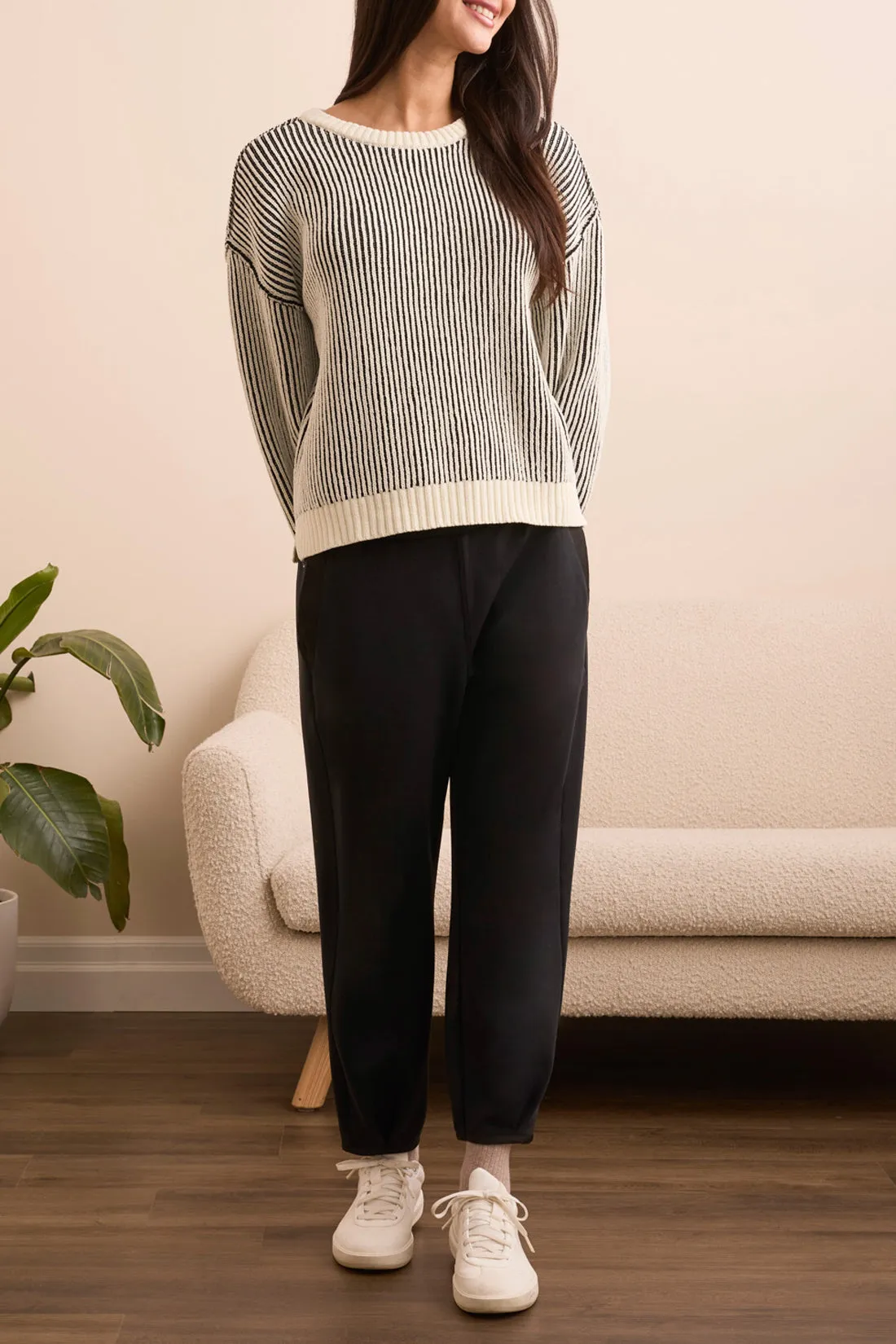 Tribal Kristin Side Slit Crew - Black sold by Boutique with Grace