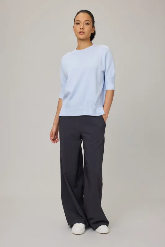 Pistache SS Crew Sweater - Light Blue sold by Boutique with Grace