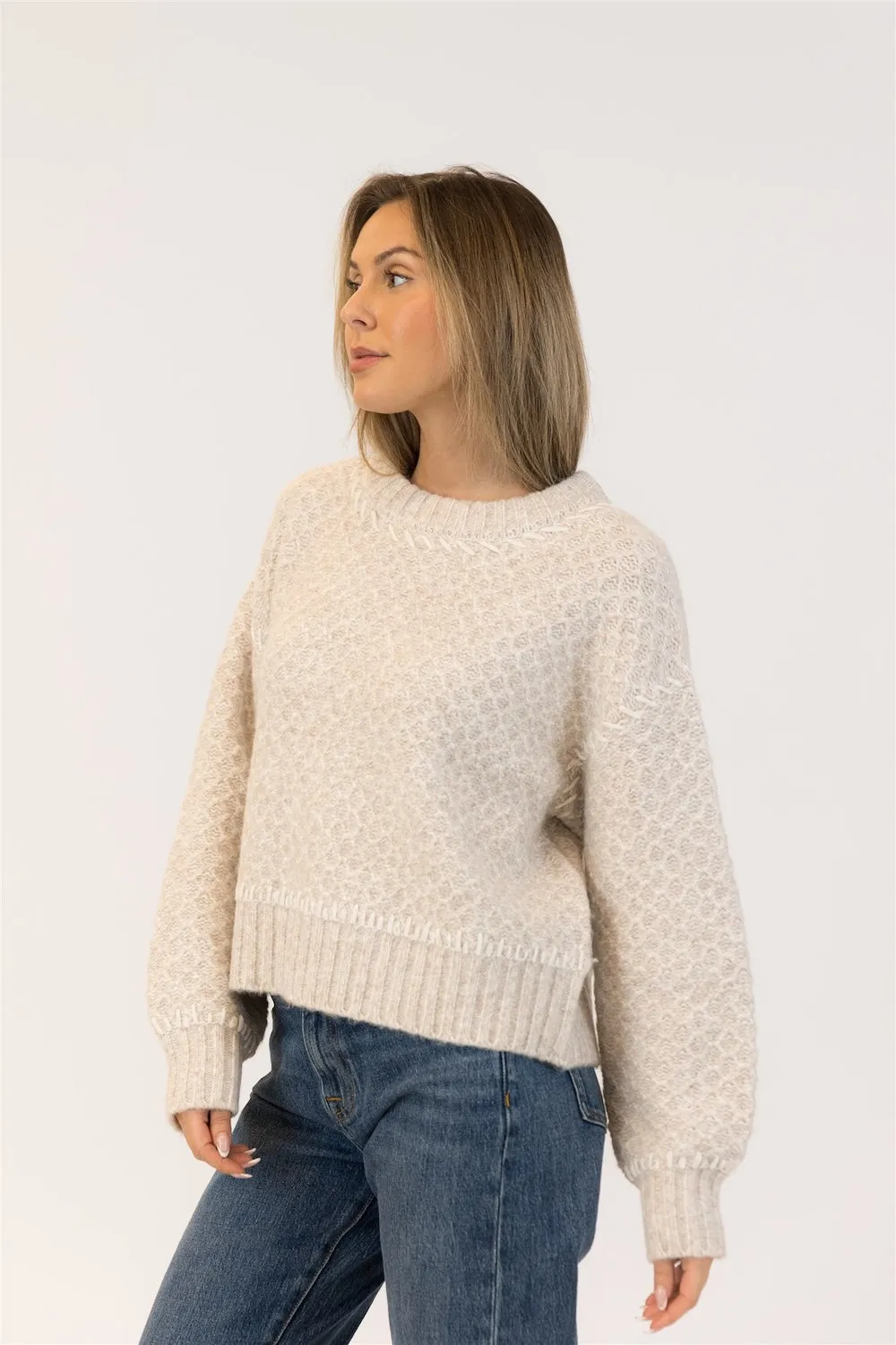 Lyla & Luxe Nika Crewneck - Natural sold by Boutique with Grace product image thumbnail 2