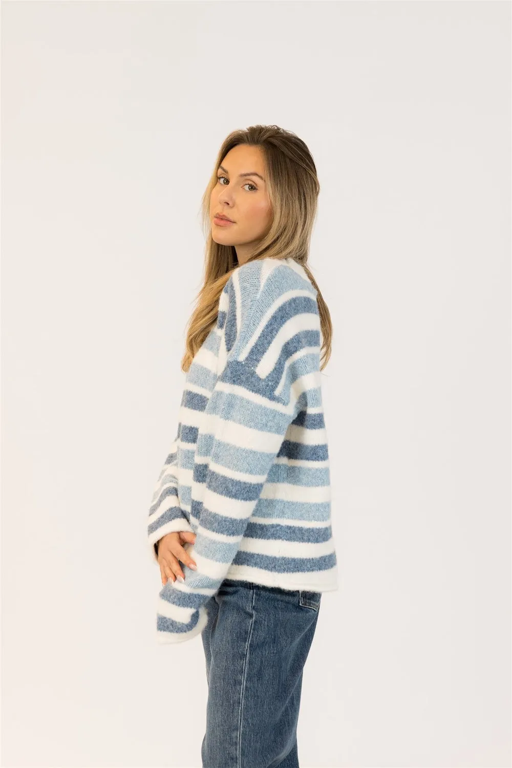 Lyla & Luxe Lucky Crewneck - Blue/White Stripe sold by Boutique with Grace product image thumbnail 2