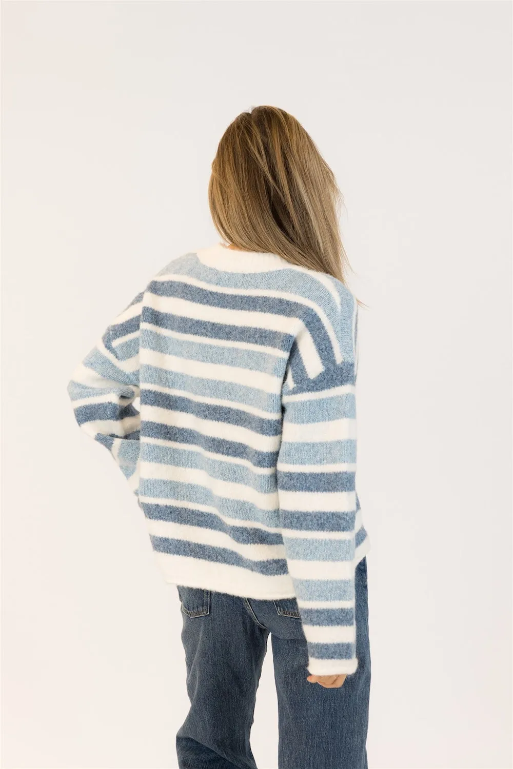 Lyla & Luxe Lucky Crewneck - Blue/White Stripe sold by Boutique with Grace product image thumbnail 3