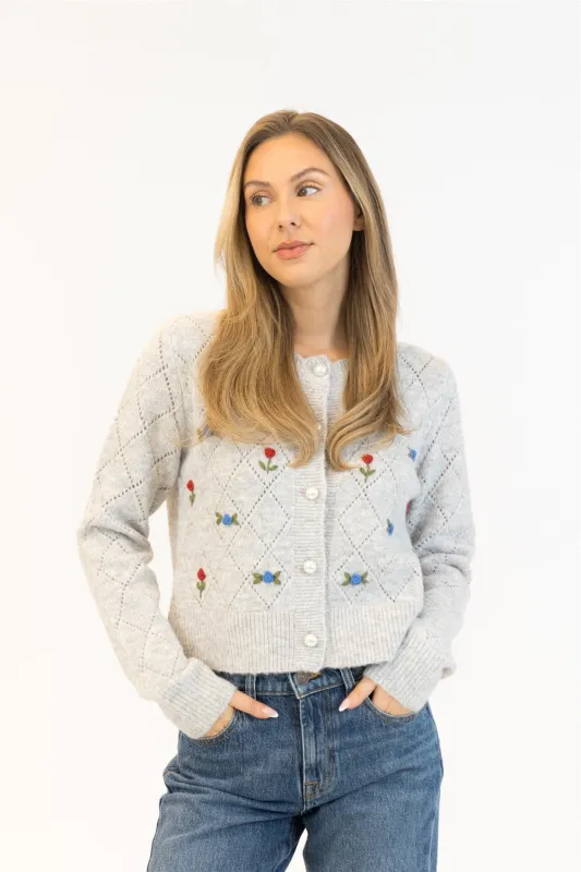 Lyla & Luxe Lacey Rose Cardi - Grey sold by Boutique with Grace