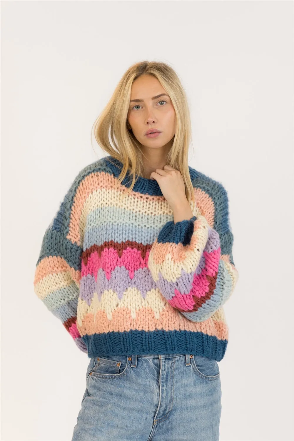 Lyla & Luxe Hannah Handmade Crewneck - Multi sold by Boutique with Grace