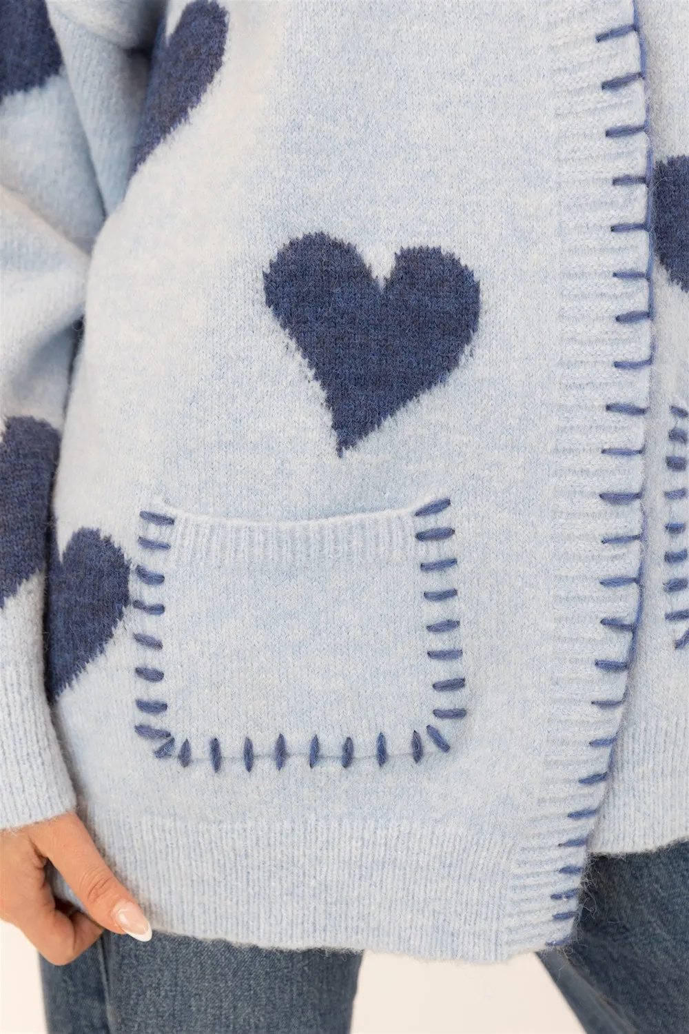 Lyla & Luxe Elska Heart Cardi - Pale Blue/Navy sold by Boutique with Grace product image thumbnail 4