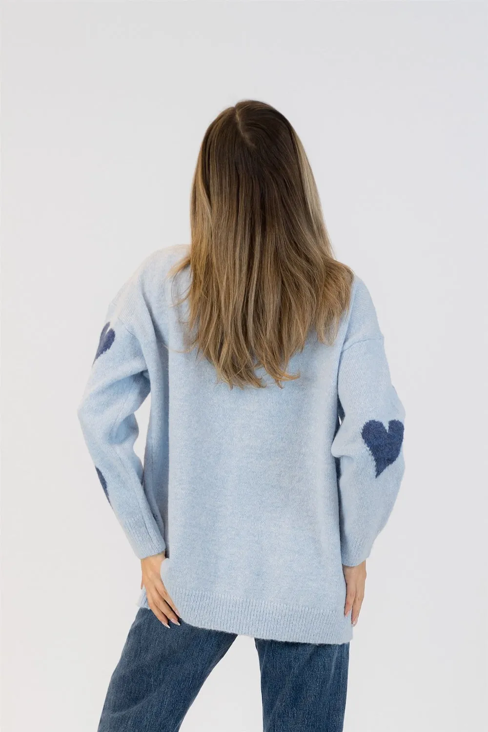 Lyla & Luxe Elska Heart Cardi - Pale Blue/Navy sold by Boutique with Grace product image thumbnail 3
