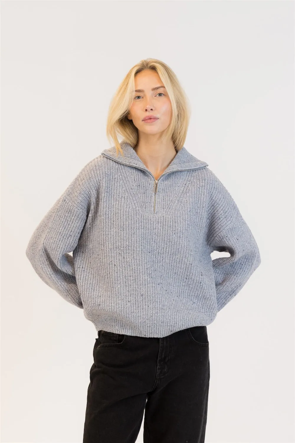 Lyla & Luxe Chase Fleck Pullover - Blue Fleck sold by Boutique with Grace product image thumbnail 2