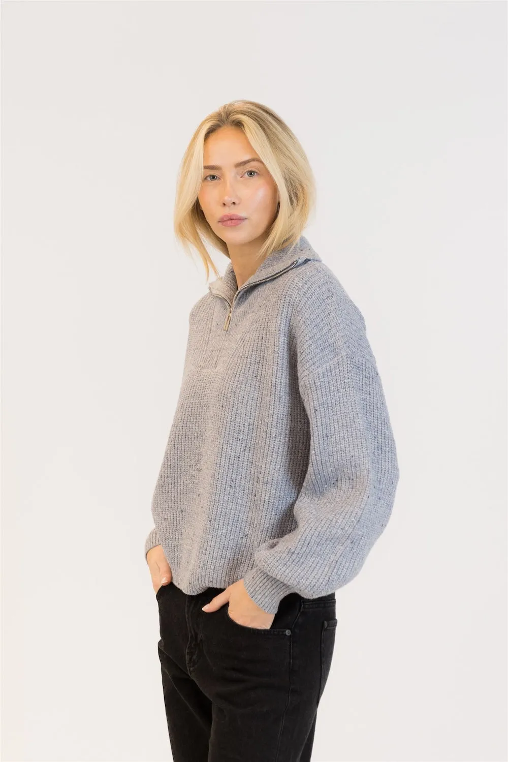 Lyla & Luxe Chase Fleck Pullover - Blue Fleck sold by Boutique with Grace product image thumbnail 3