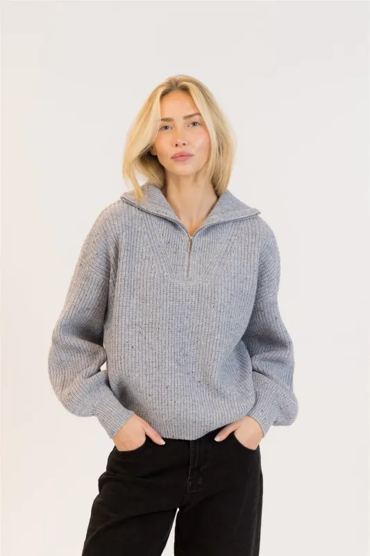 Lyla & Luxe Chase Fleck Pullover - Blue Fleck sold by Boutique with Grace