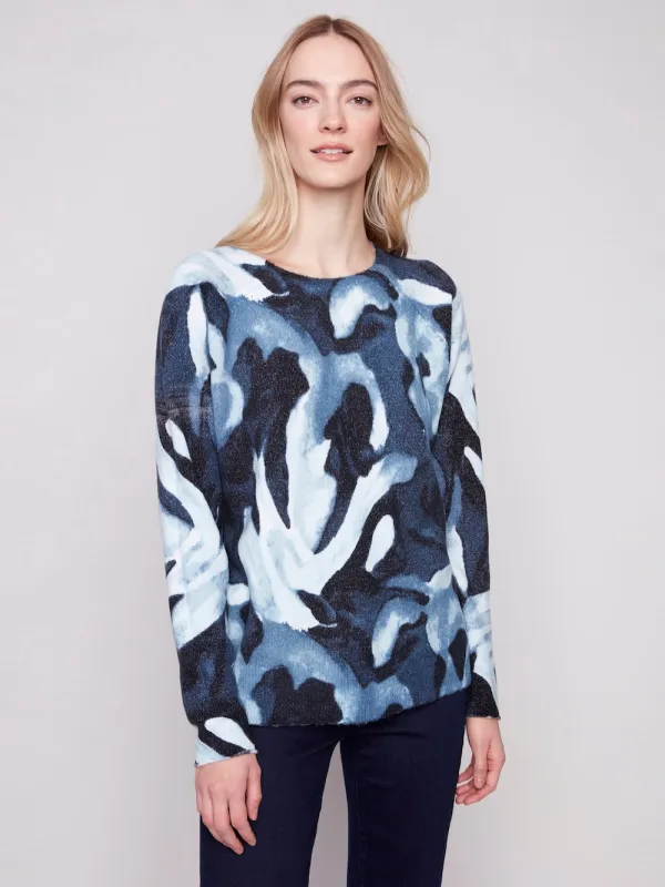 Charlie B Reversible Printed Sweater - Blue Slush made by Charlie B
