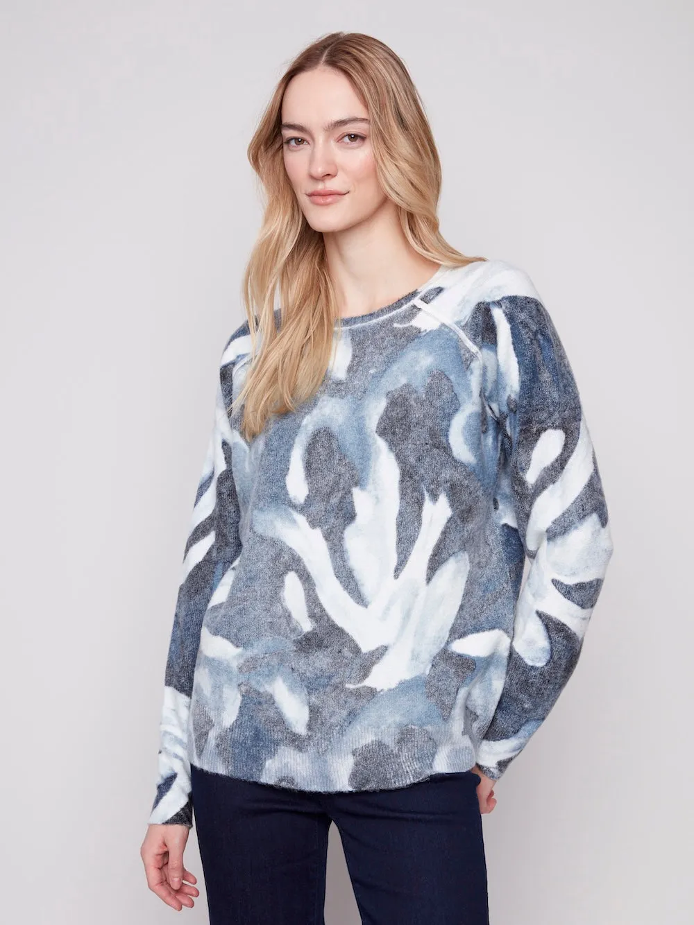 Charlie B Reversible Printed Sweater - Blue Slush sold by Boutique with Grace product image thumbnail 2