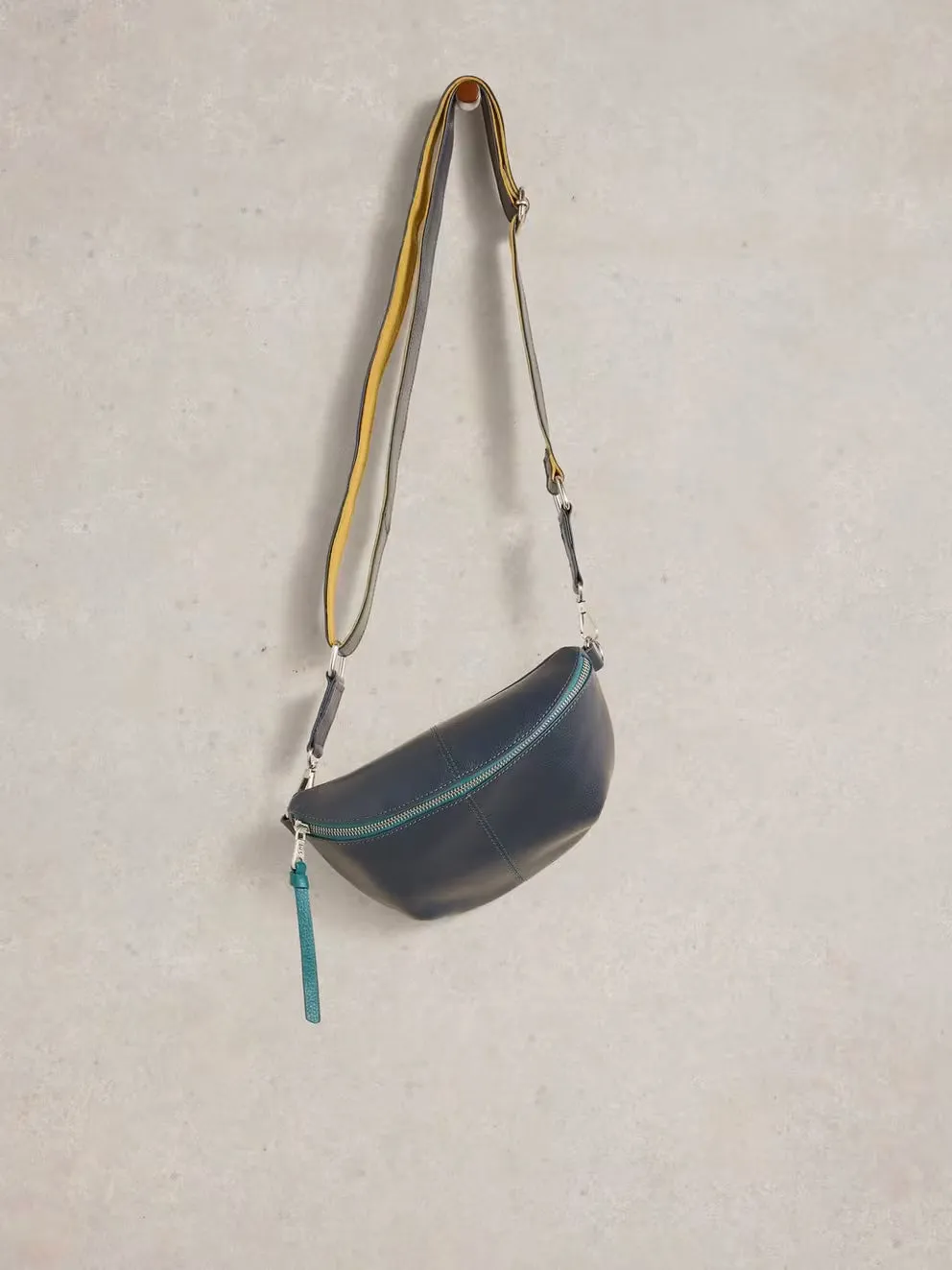 White Stuff Mini Sebby Leather Sling Bag - Navy Multi sold by Boutique with Grace