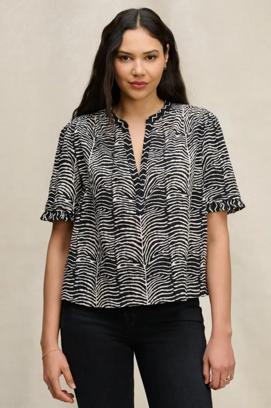 Velvet Freeda Autumn Fern Print Top - Black sold by Boutique with Grace