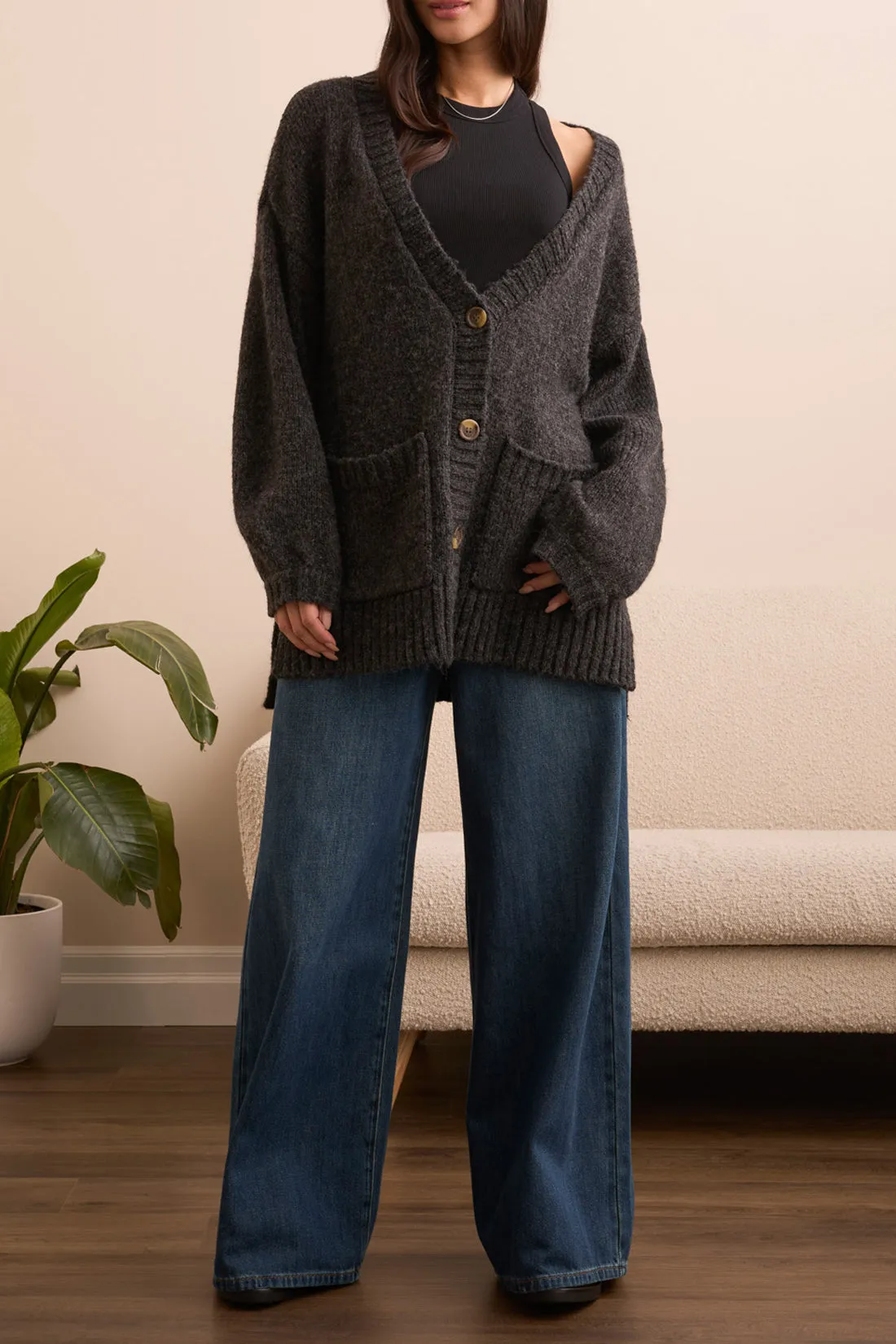 Tribal Penny Oversize Puff Sleeve Cardi - Black sold by Boutique with Grace