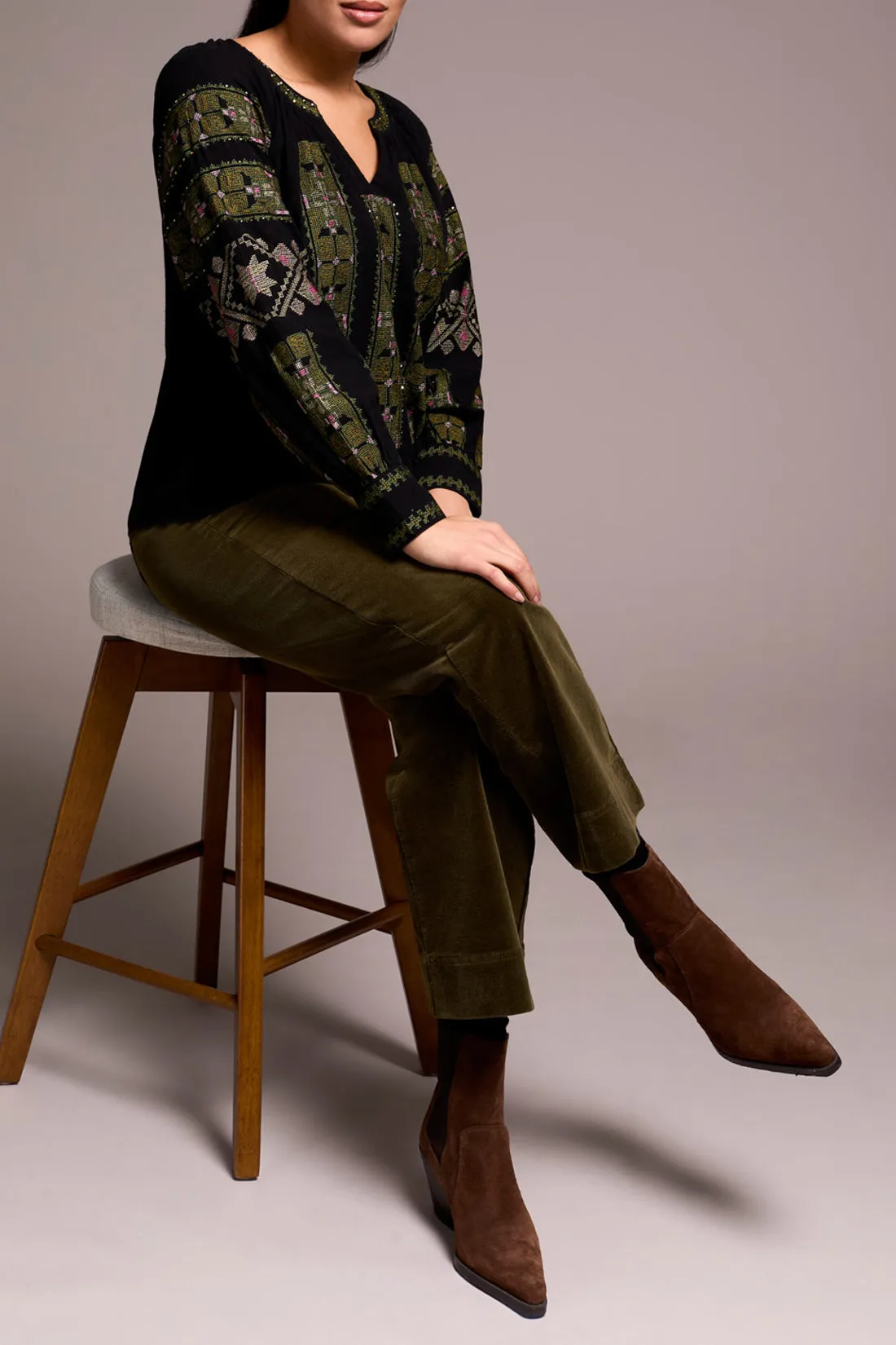 Tribal Lucille Embroidered Blouse - Black sold by Boutique with Grace product image thumbnail 2