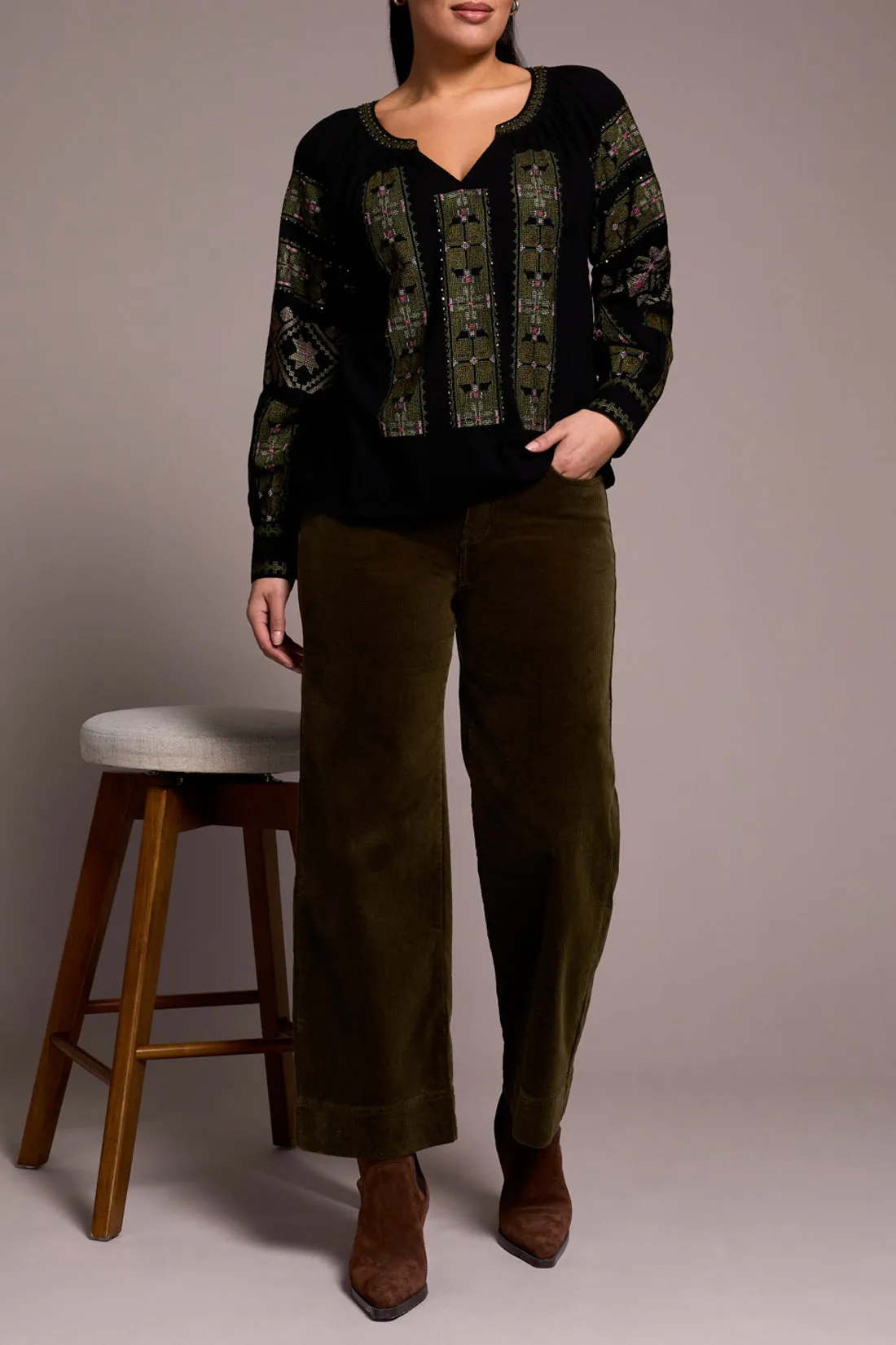 Tribal Lucille Embroidered Blouse - Black sold by Boutique with Grace
