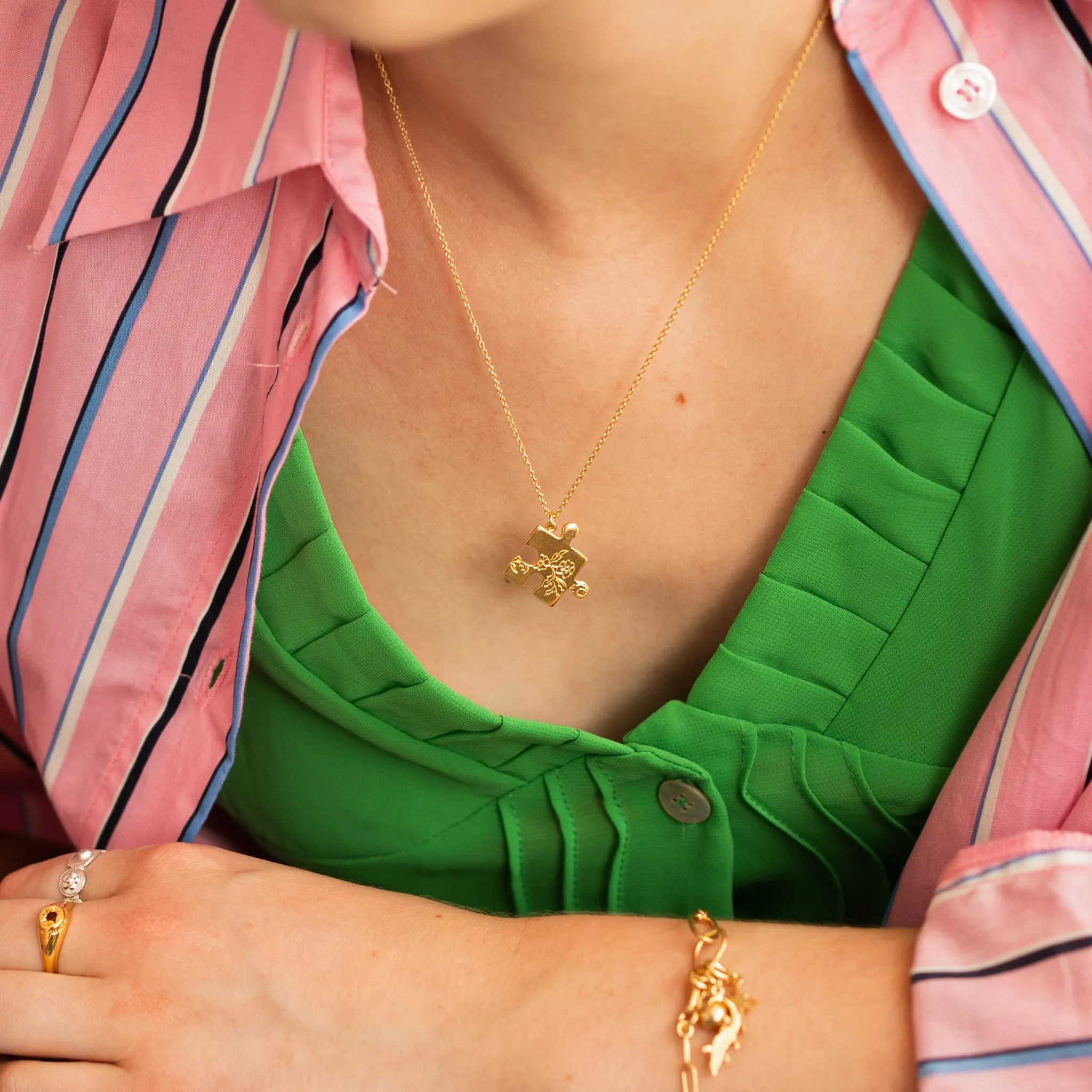 Alex Monroe Gold Floral Puzzle Piece Necklace sold by Boutique with Grace product image thumbnail 4