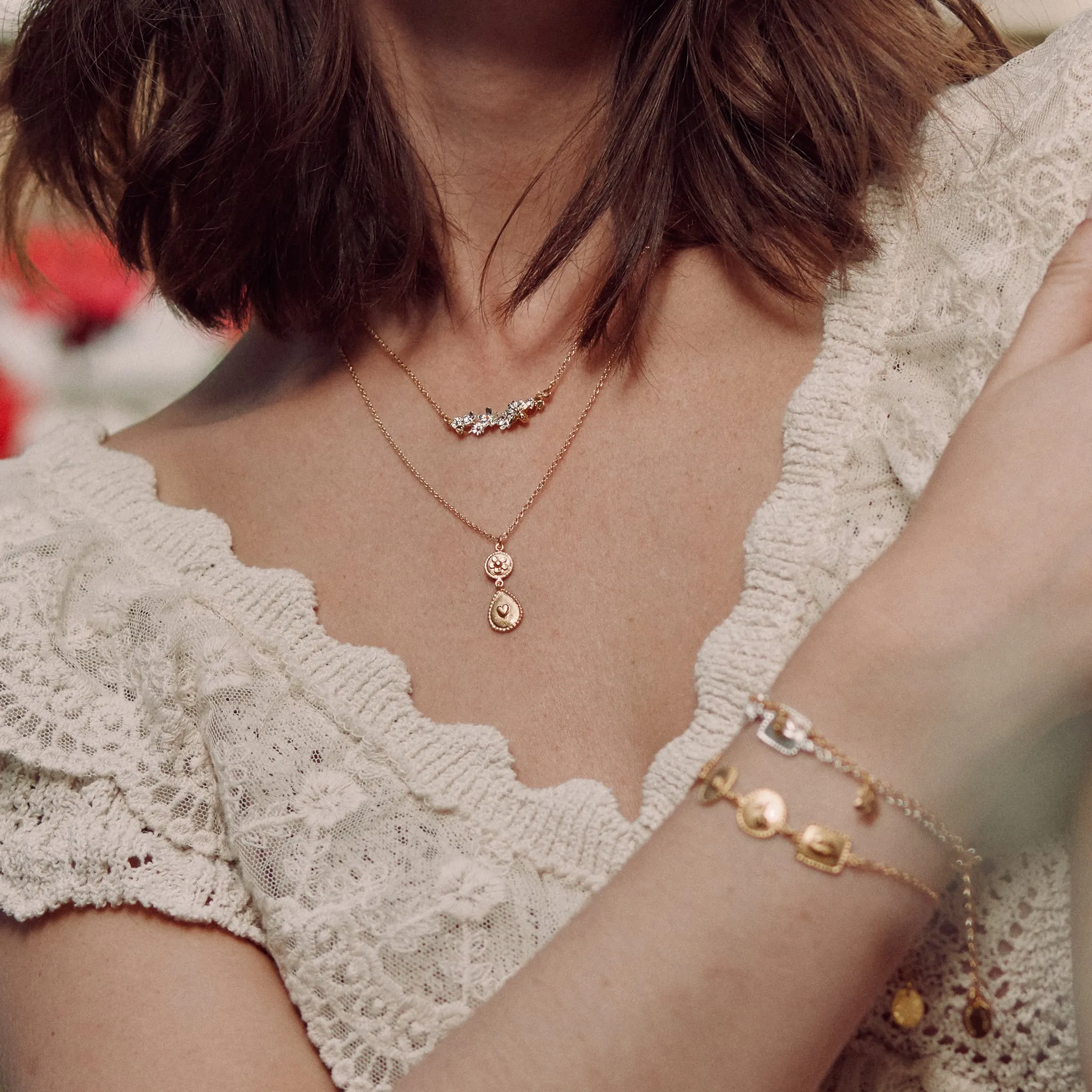 Alex Monroe Gold Flower & Drop Necklace sold by Boutique with Grace product image thumbnail 2