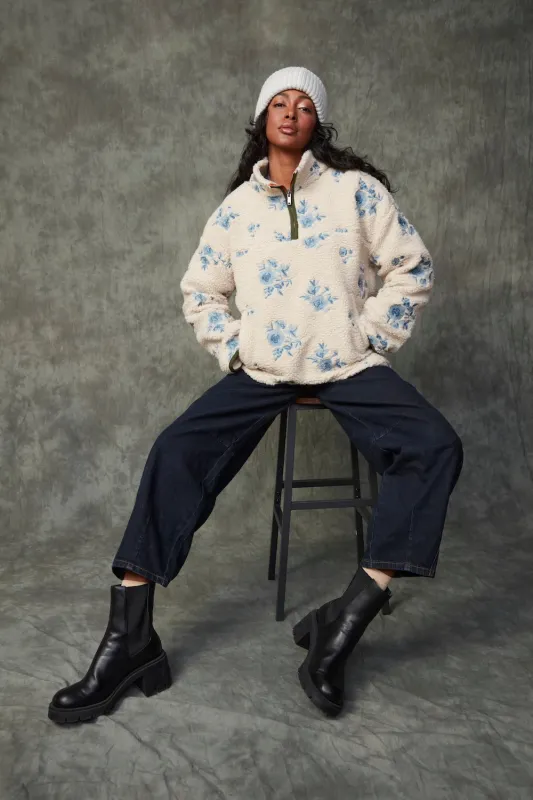 RD Poppy LS Mockneck Jacket - Cream Blue sold by Boutique with Grace