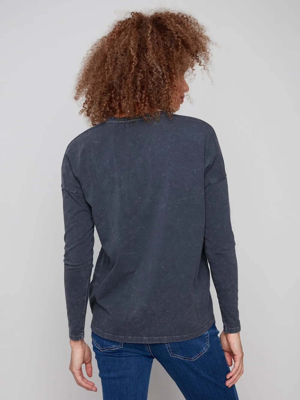 Charlie B Beaded Vintage Wash Knit - Charcoal sold by Boutique with Grace product image thumbnail 3