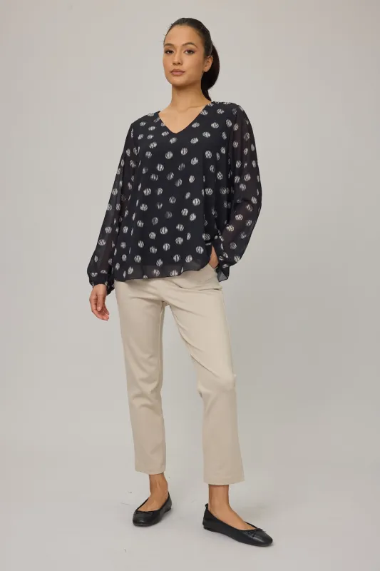 Pistache Georgette V Neck Blouse - Dotted Print sold by Boutique with Grace