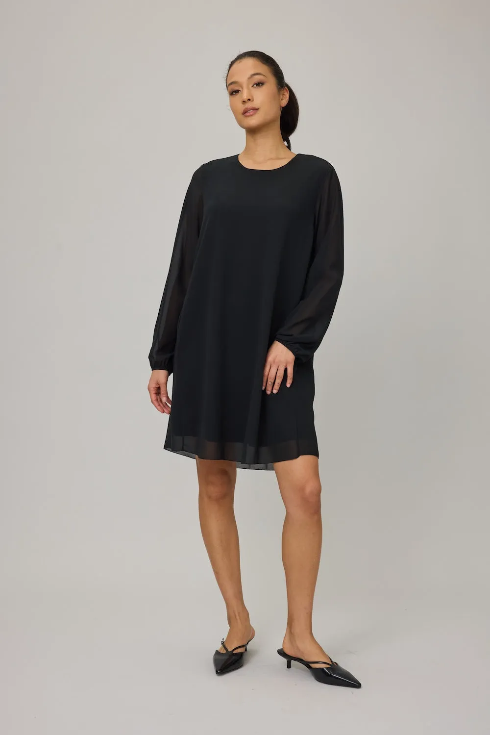 Pistache Georgette Shift Dress - Black sold by Boutique with Grace product image thumbnail 2