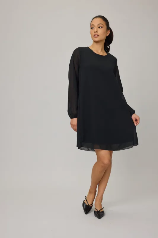Pistache Georgette Shift Dress - Black sold by Boutique with Grace
