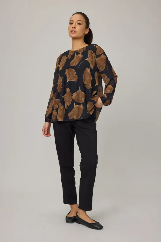 Pistache Georgette Plisse Blouse - Mocha Floral sold by Boutique with Grace