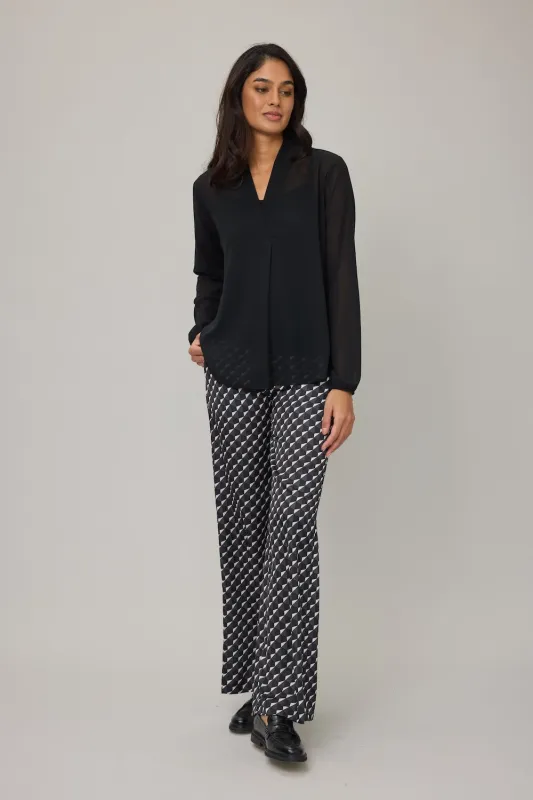 Pistache Georgette Blouse - Black sold by Boutique with Grace