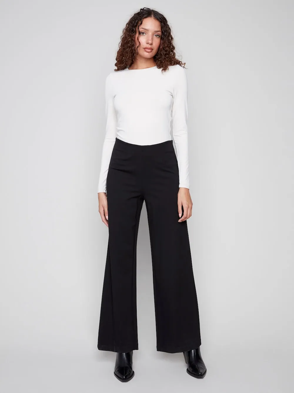 Charlie B Pull-On Wide Leg Pants - Black sold by Boutique with Grace