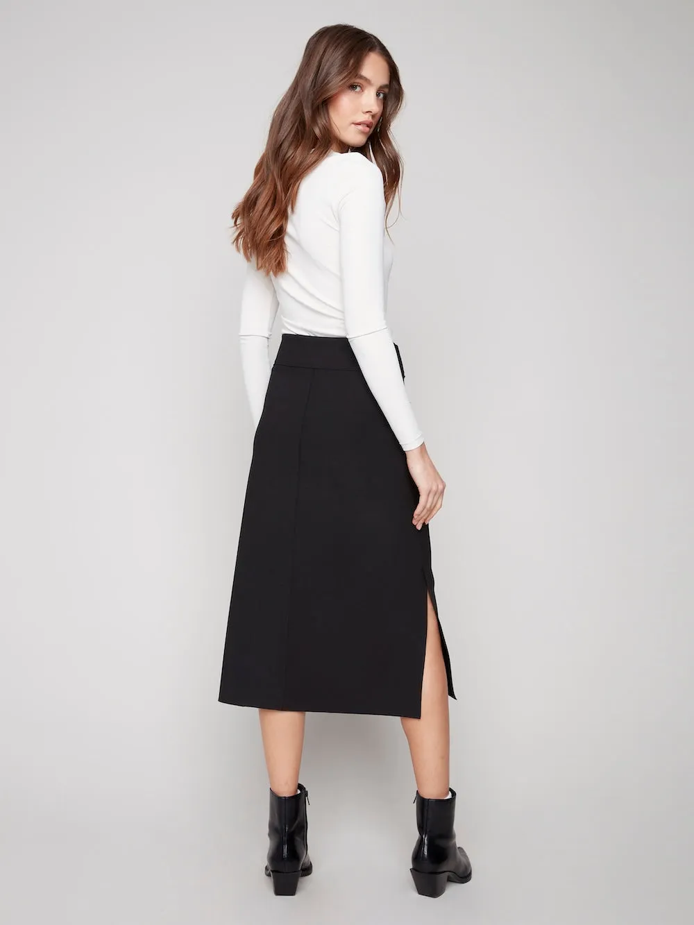 Charlie B Crepe Skirt with Patch Pockets - Black sold by Boutique with Grace product image thumbnail 4