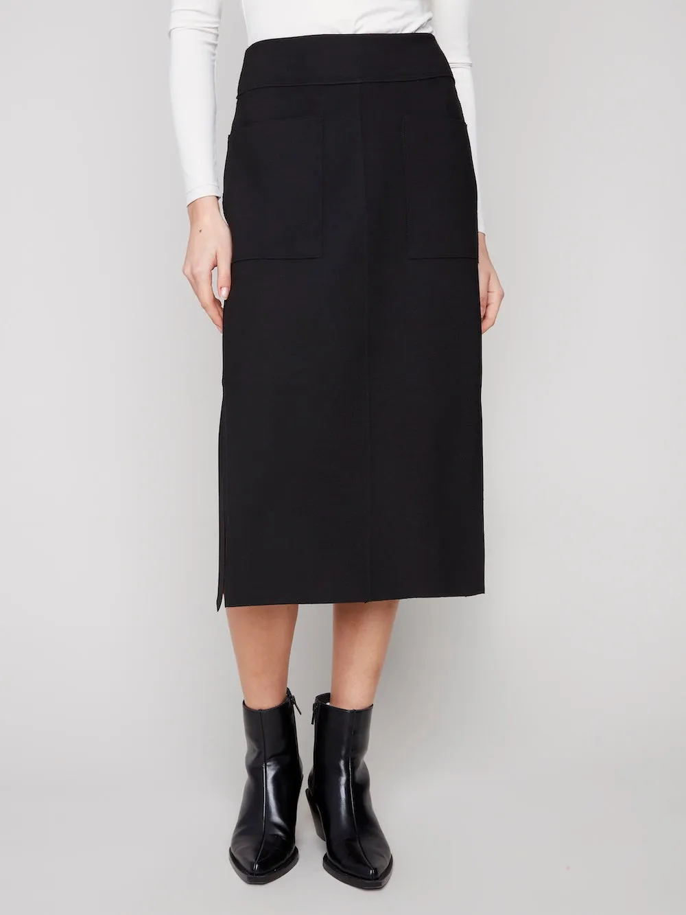 Charlie B Crepe Skirt with Patch Pockets - Black sold by Boutique with Grace product image thumbnail 5