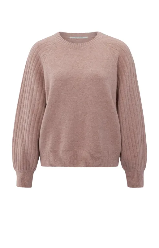 Yaya Rib Mixed Sweater - Blush Pink Melange sold by Boutique with Grace