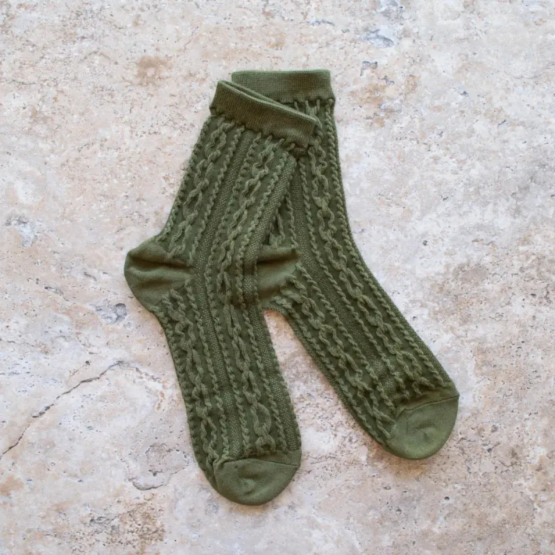 Tiepology Noble Twist Socks - Olive sold by Boutique with Grace