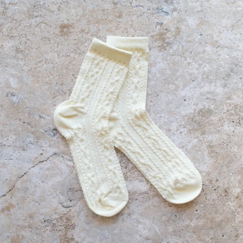 Tiepology Noble Twist Socks - Ivory sold by Boutique with Grace