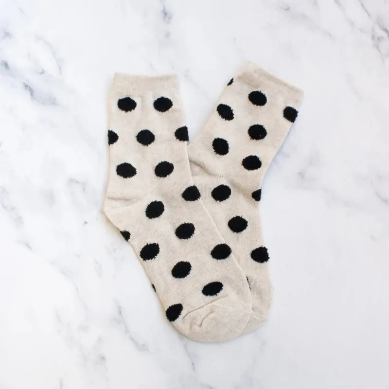 Tiepology Polka Dot Puff Socks - Beige sold by Boutique with Grace