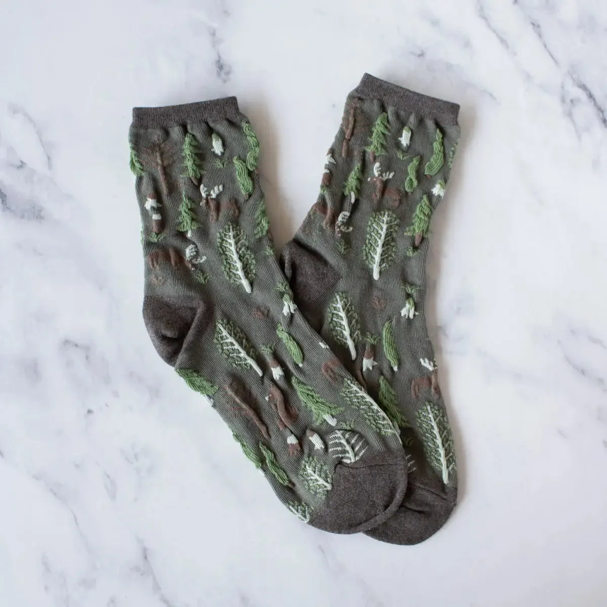 Tiepology Winter Forest Socks - Brown/Sage sold by Boutique with Grace