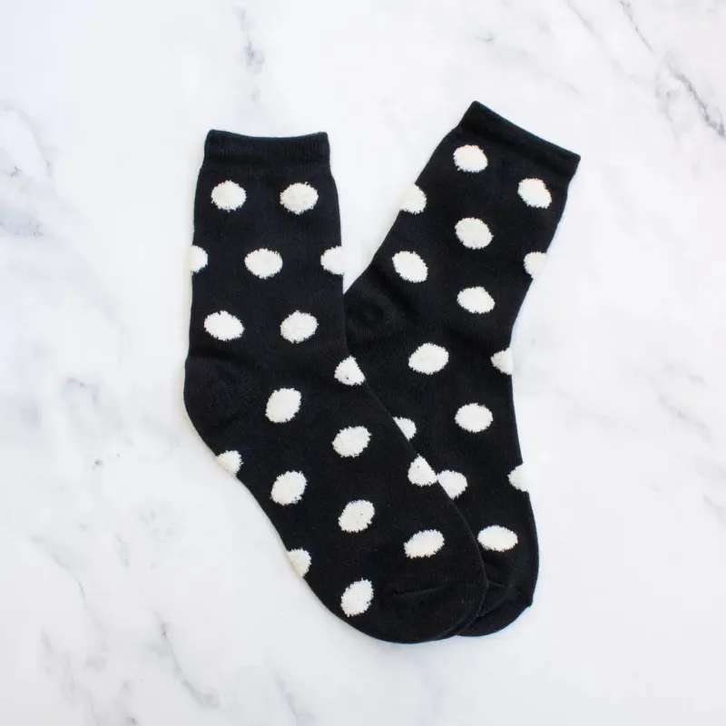 Tiepology Polka Dot Puff Socks - Black sold by Boutique with Grace