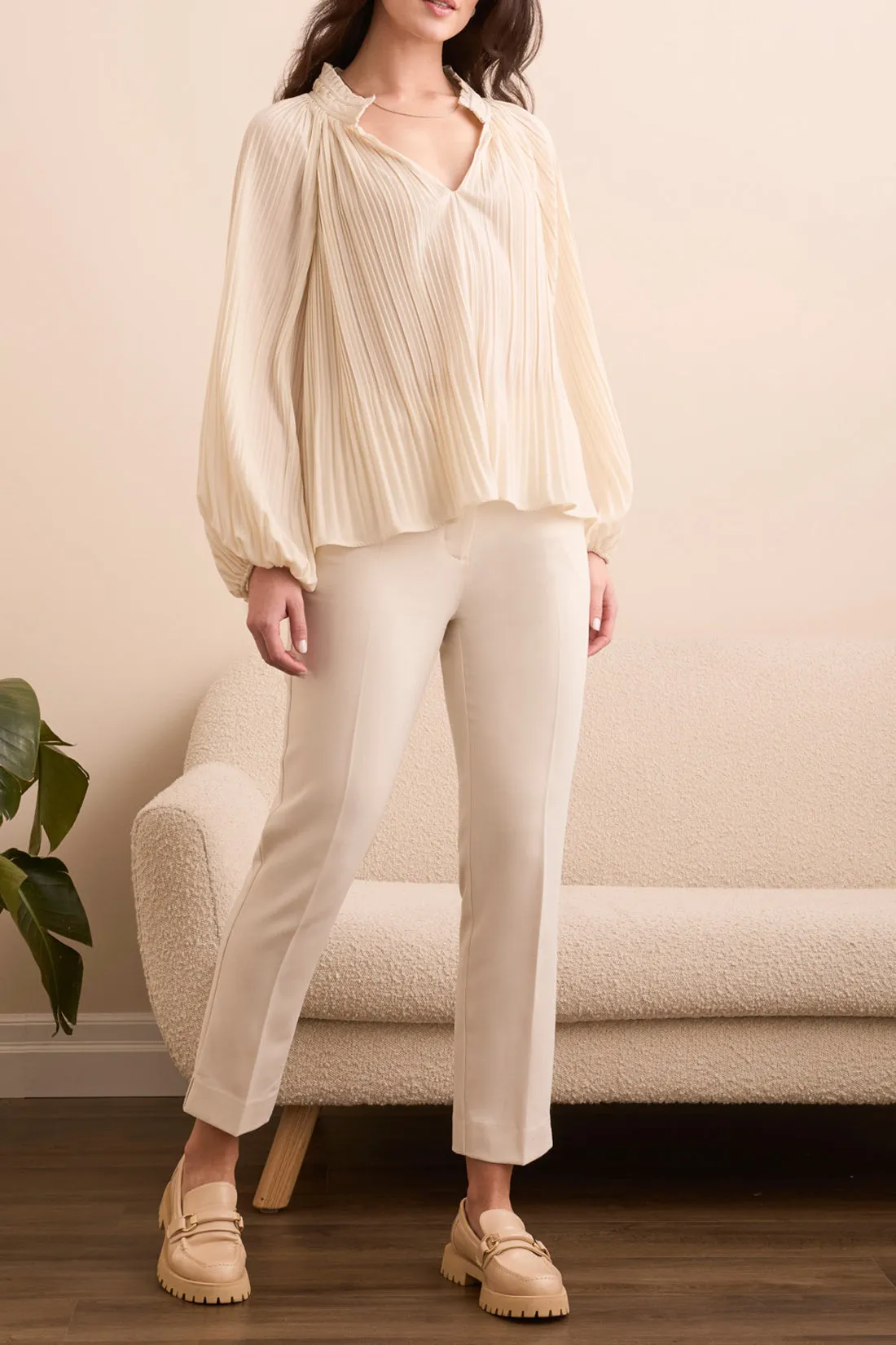 Tribal Delilah Ruffle Collar Blouse - Moonstone sold by Boutique with Grace